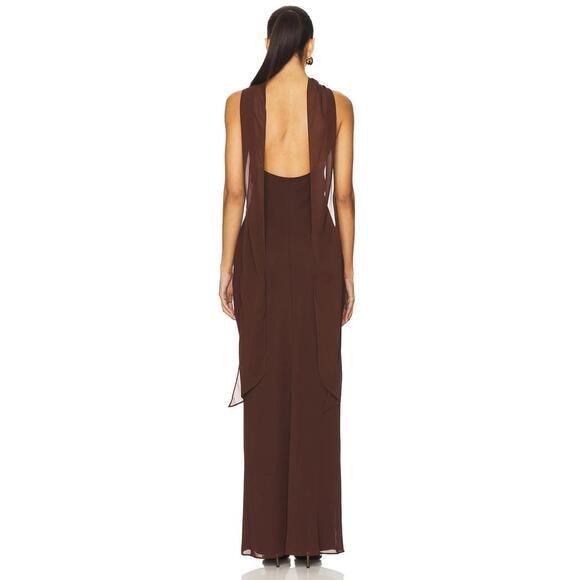 Amanda Uprichard Ashton Maxi Dress in Cocoa - Picture 2 of 7